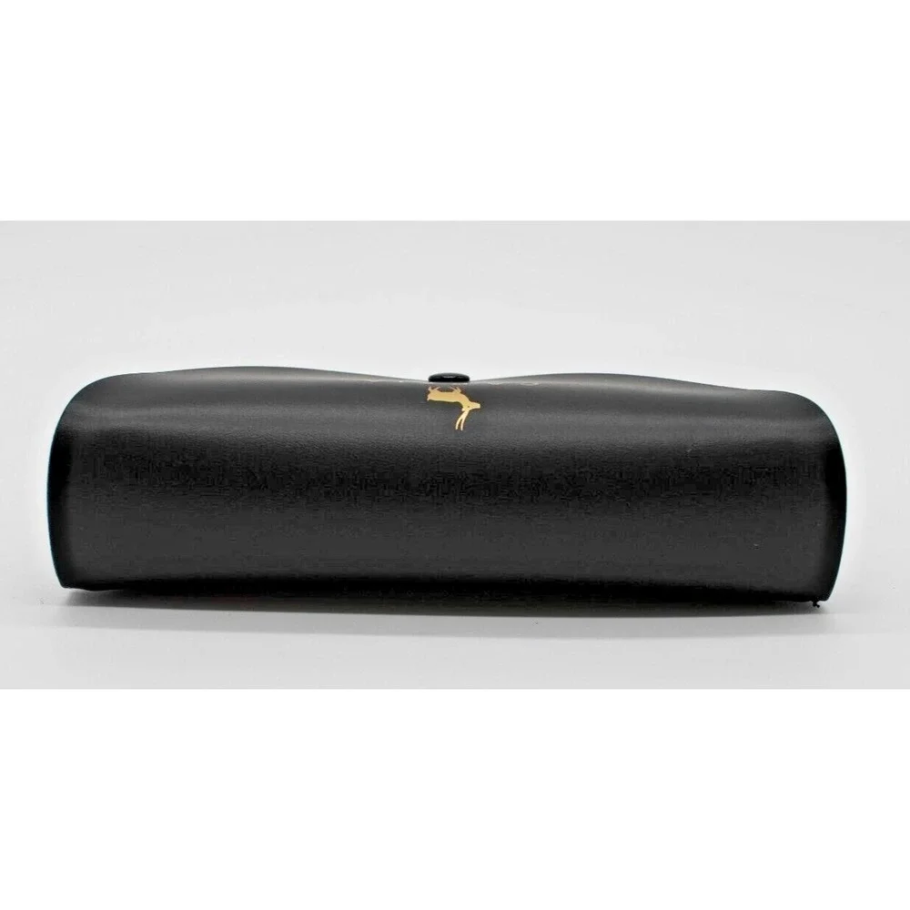 Designer CARFIA Black Leather Sunglasses Eyeglasses Case, Snap Closure